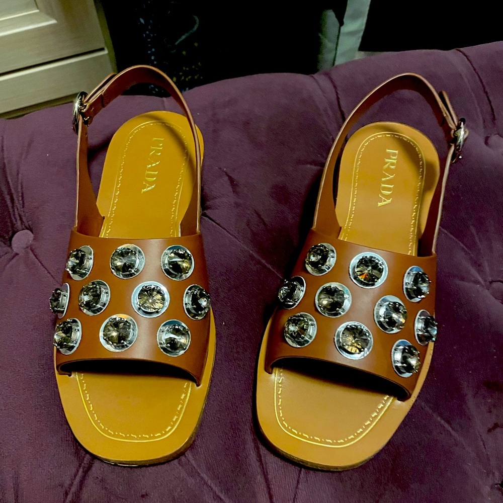 Authentic Prada, Brand New, Size 7 jewel sandals